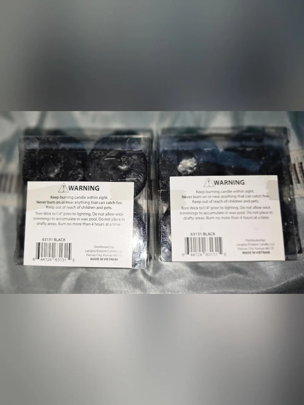8 pc Tuscany burning votive candles black